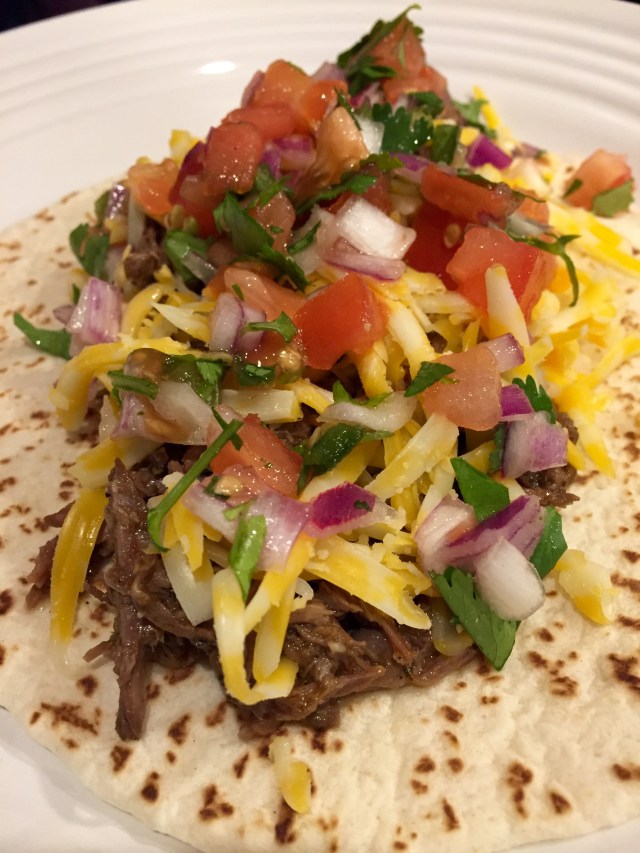 Barbacoa open face taco