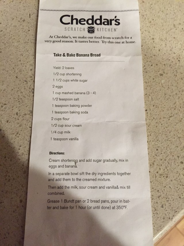 Cheddar's Banana Bread Recipe