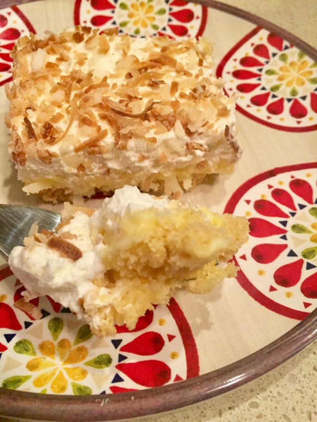 forkful of coconut cream pie bar